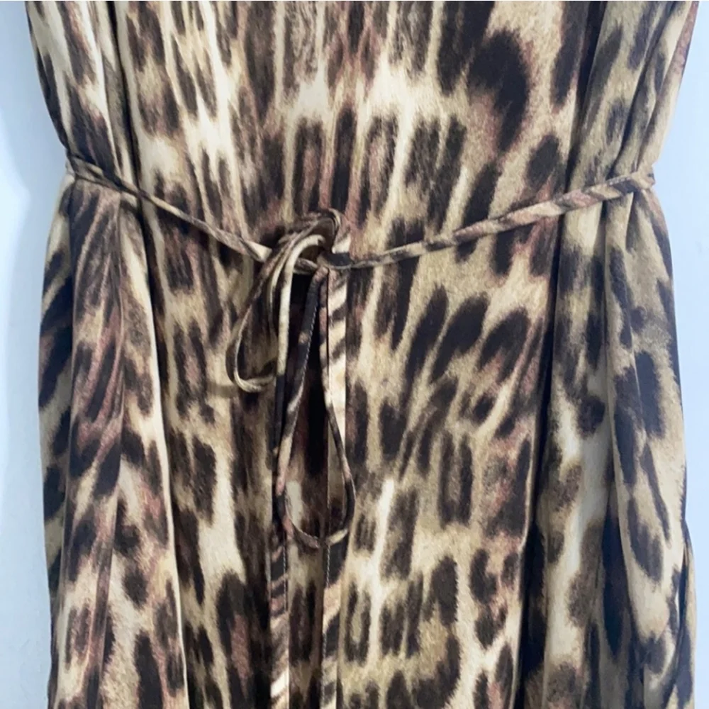 AQUA Sleeveless Animal Print Brown Belted Dress women Size M - Picture 5 of 10